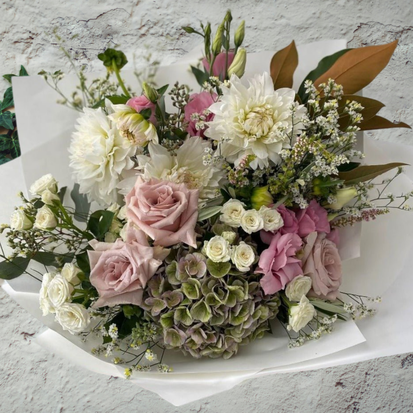 Seasonal pastel coloured flowers