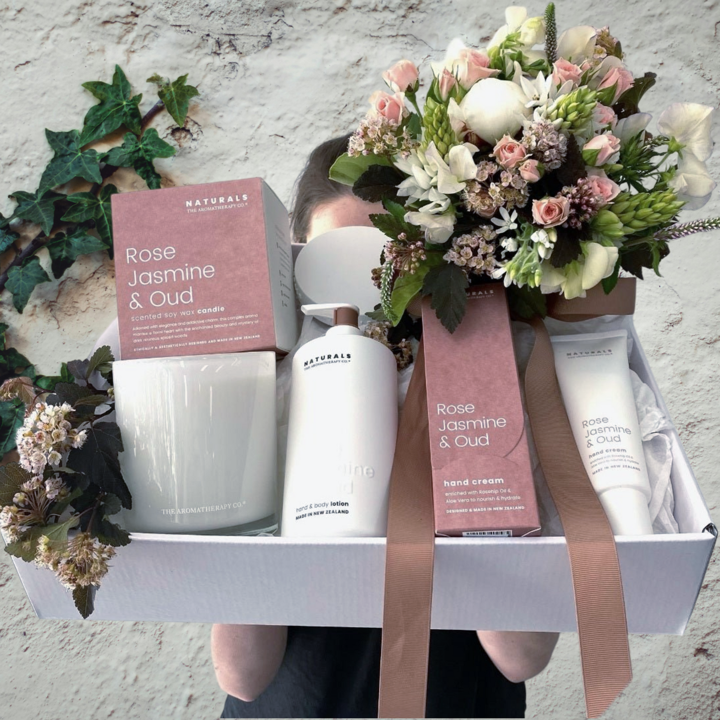 Aromatherapy Co products in a gift hamper